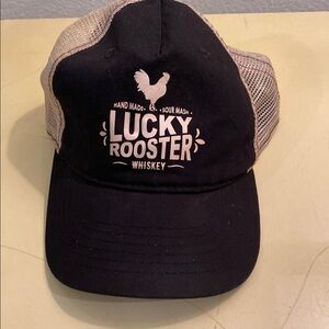 Lucky Rooster VTG Whiskey SnapBack Baseball Cap. O/S.  Black‎ w/Beige Mesh.